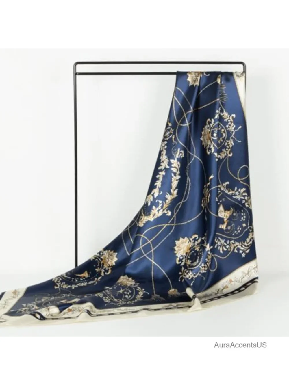 35 inch Square Silky Feel Printed Head Scarf for Women Hair Wrap Bag Accessory